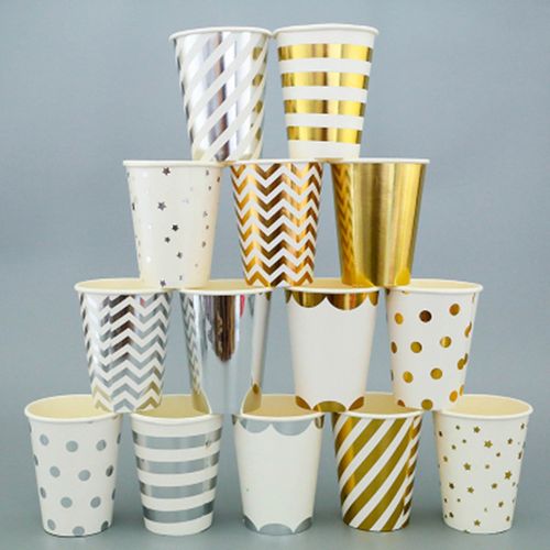 party cup 烫金高档一次性纸杯子儿童生日派对餐具聚会装饰布置品