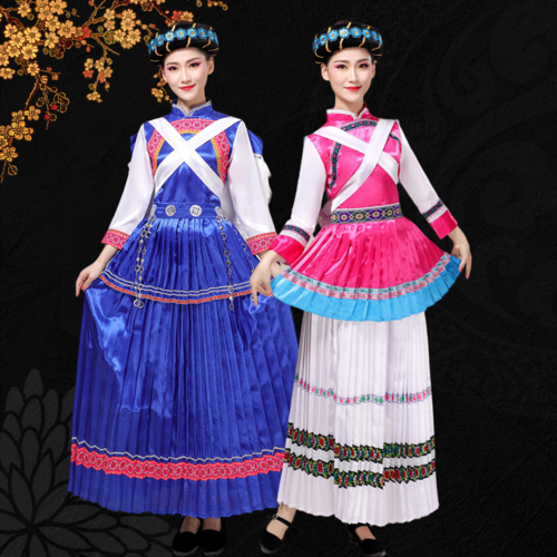 56个少数民族特色传统纳西族服装女成人舞台歌舞表演服舞蹈演出服