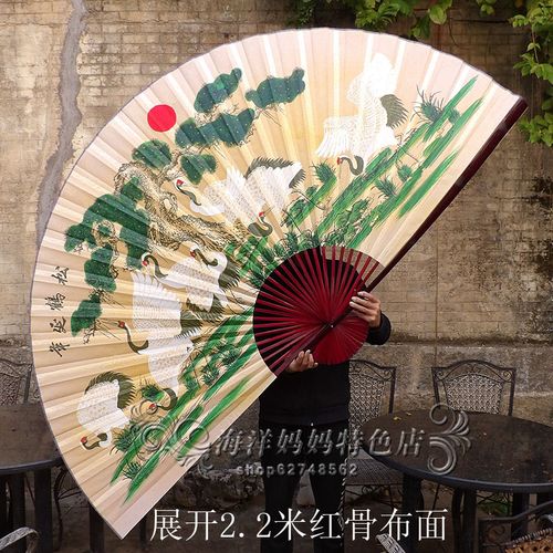 超大o装饰挂扇折c扇复古中式工艺画扇礼品布扇子客厅书房舞台道具