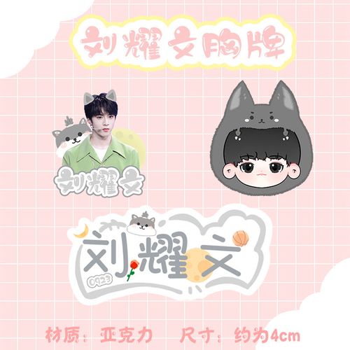 刘耀文胸针tnt周边同款胸牌徽章别针姓名牌q版人物装饰挂件应援物