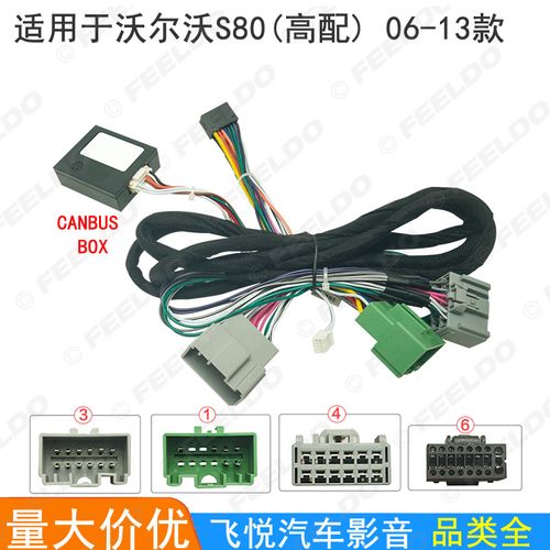 适用06-13款沃尔沃s80高配安卓大屏导航电源线尾线带canbus解码盒