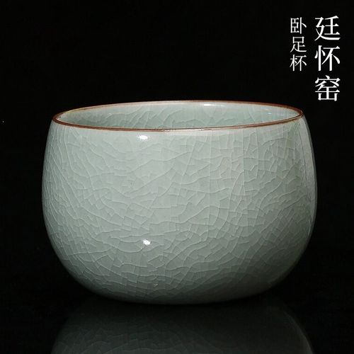 李廷怀手签款汝窑支钉烧茶杯 汝窑手工陶瓷品茗杯主人杯单杯 汝州冰