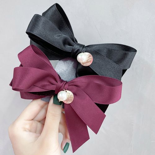 丝绒丝带多层蝴蝶结发夹女韩国网红发卡新款发饰后脑勺弹簧夹进口