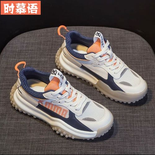 时慕语小学生运动鞋系鞋带女童2021夏秋季新款儿童小孩子透气小白老爹