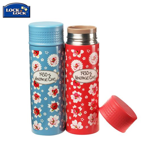 正品乐扣lock不锈钢保温杯 彩色花园马克杯水杯茶杯lhc4022 330ml