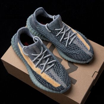 椰子鞋正品350椰子鞋女350纯白冰淇淋满天星跑步鞋男 丹宁蓝:真爆蓝盒