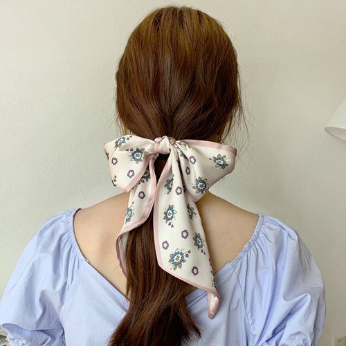 百搭丝巾复古花朵发带女飘带绑包丝带仙女头绳扎头发蝴蝶结小领巾