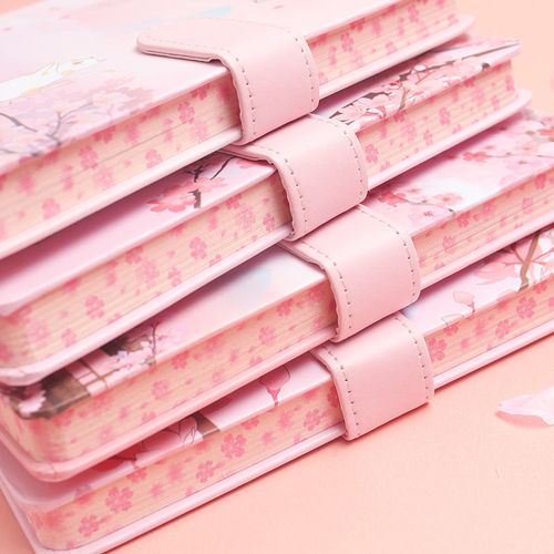 网红樱花手账本小仙女ins风可爱学生加厚手帐本日记笔记本磁扣本