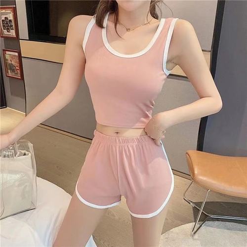 纯棉背心短裤运动套装夏季新款性感修身户外女休闲居家舞蹈瑜伽服