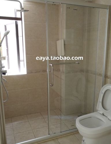 定制浴室移门卫生间一字形淋浴房干湿分离隔断钢化玻璃沐浴推拉门