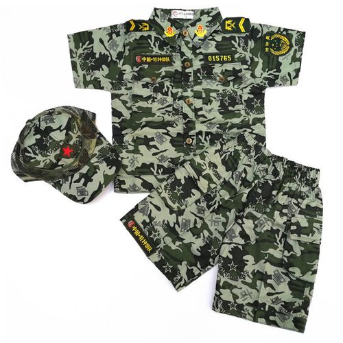儿童迷彩衣服套装夏款短袖迷彩军装军训拓展幼儿园写真照演出六一