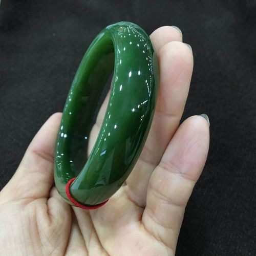 和田玉碧玉俄罗斯七号矿老料菠菜绿手镯