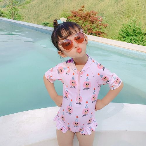 儿童泳衣女童女孩防晒速干连体泳装小公主女宝宝可爱