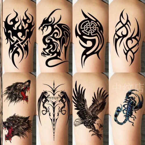 妙微熊图腾刺青纹身贴男女防水半臂火焰 蝎子 滴血狼头仿真胸前手臂