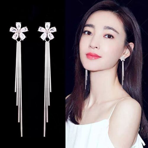 流苏耳环中长款 适合胖脸的耳环精致气质流苏中长款显脸瘦耳坠百搭