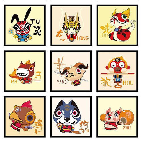 十二生肖diy数字油画中国风传统手工填色涂鸦儿童学生装饰油彩画