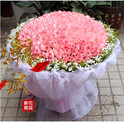 鄂州鲜花店送花上门速递520朵粉玫瑰鲜花表白求婚生日同城