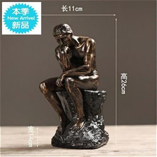 想者沉思者i人物工艺品家居装饰c品雕塑古铜s色思y考艺术品摆