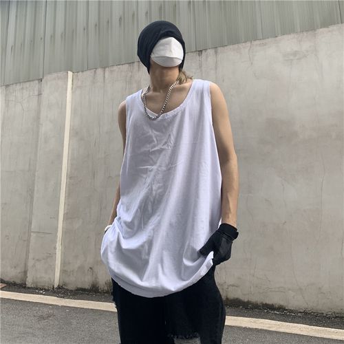 儒芳 吊带背心男夏季新款无袖t恤背心男ins宽松大码学生百搭色休闲