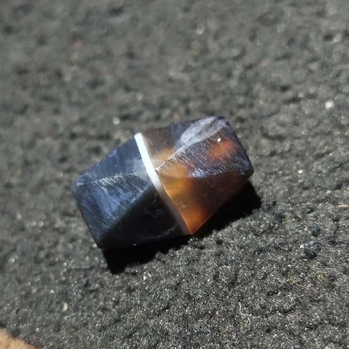 藏传灰皮蓝沁一线药师玛瑙八棱珠子勒子桶珠散珠10.5mmdiy佛珠