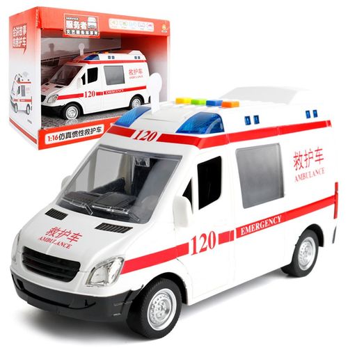 儿童大号音乐早教故事车120救护车警车模型防摔耐摔惯性玩具男孩汽车