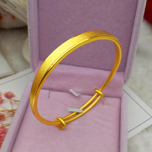 新款镀黄金磨砂手镯女士推拉调节 金色仿真泰金沙金镯子不掉色