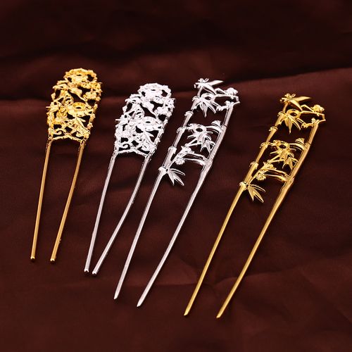 古风合金竹子荷花发簪配件 diy手工制作材料古风头饰发叉饰品发簪