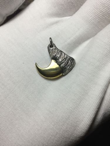 纯银熊爪吊坠包银牙齿定制爪子钩卡子吊坠手珠配件手串银配件