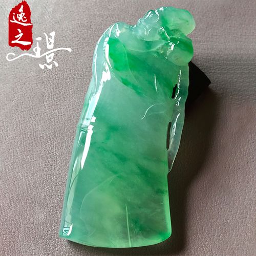 逸之璟缅甸老坑天然a货翡翠玉石雕刻冰飘绿竹节翡翠吊坠挂件男士