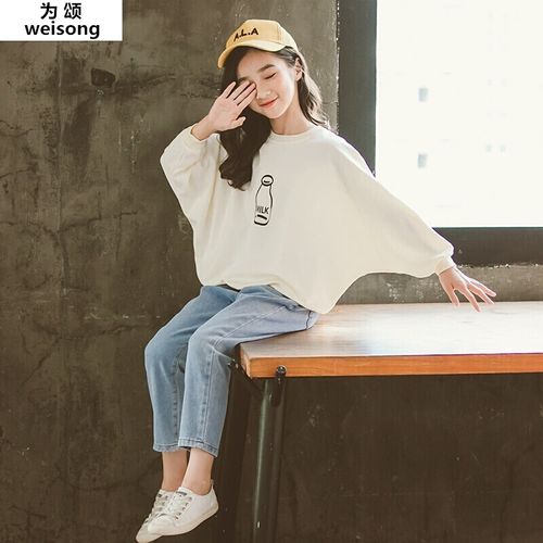 女童套装13至14岁秋季学生装运动10女童蝙蝠衫12两件套儿童装小女孩