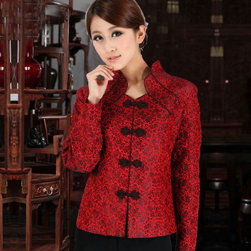 先派春秋新款织锦缎唐装女上衣长袖时尚修身妈妈礼服民族风外套