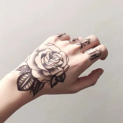 【一份2张】手背纹身贴手指贴纸纹身贴防水玫瑰花手持久男潮仿真