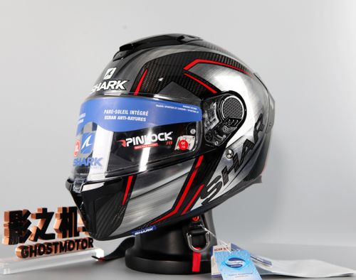 shark鲨鱼 spartan斯巴达白鲨红魔洛伦佐碳纤维双镜片摩托车头盔 gt