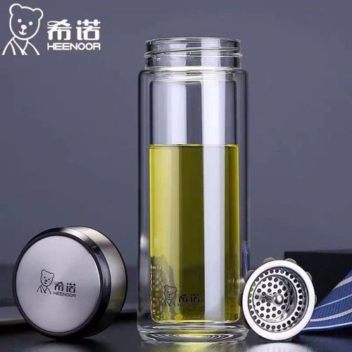正品希诺玻璃杯双层加厚隔热茶杯透明耐热创意水晶杯车载泡茶水杯
