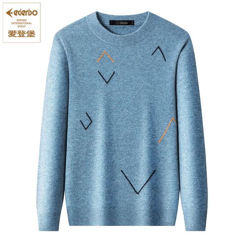 edenbo/爱登堡秋冬季新款100%羊毛衫男 保暖加厚毛衣针织衫羊毛衫