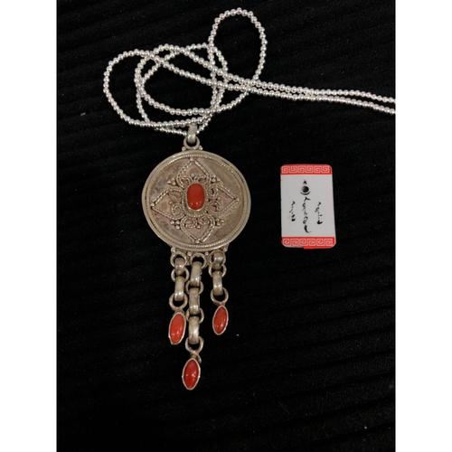 尼泊尔进口纯手工制作银饰925纯银流苏银吊坠民族风蒙古特色银饰