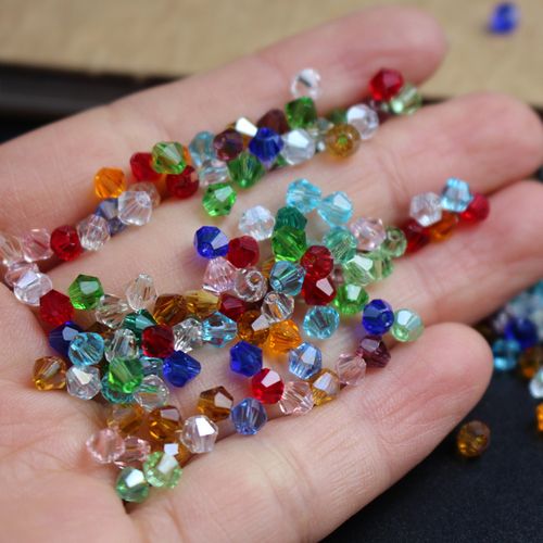 4mm菱形珠人造水晶尖珠小珠子diy饰品手链项链散珠串珠材料配件