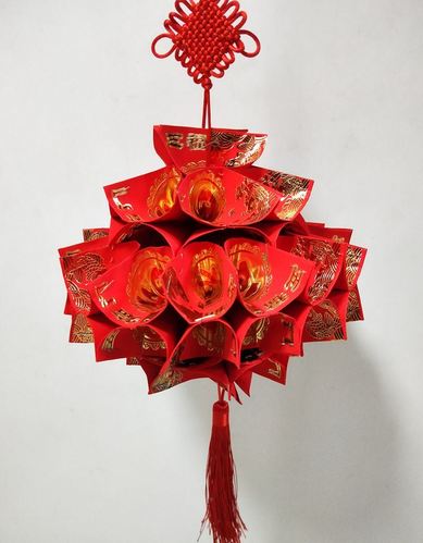 幼儿园元旦亲子手工手提装饰牛年作业红立体挂饰动手卡通材料主.