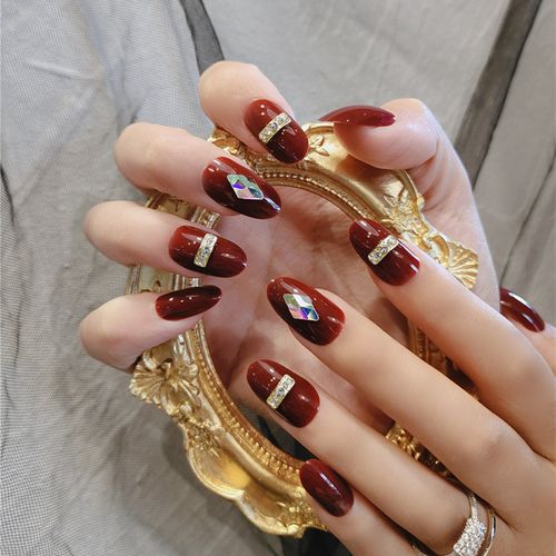 假指甲贴片新娘美甲结婚美甲贴防水持久长款秀禾服美甲贴片可拆卸