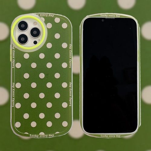 墨绿色lucky波点iphone12苹果13promax手机壳11硅胶xs/xr女款8套