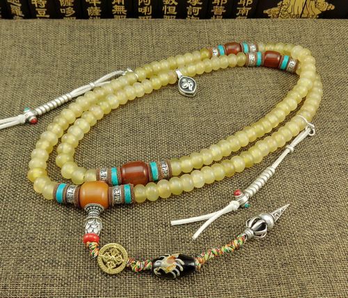 原创设计珍藏 108颗白牦牛角藏式佛珠念珠 持珠/文玩diy成品法器