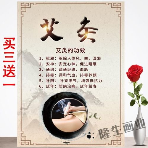 包邮艾灸功效好处适应人群美容院养生装饰画图片广告宣传挂图海报