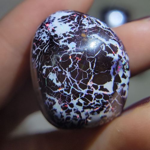 【月成】精品母岩铁欧泊砾岩澳大利亚昆士兰欧珀脉石裸石雪景红彩