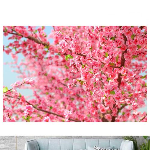 自然风景画桃花桃林姻缘树唯美浪漫海报制作客厅房间贴画墙画13