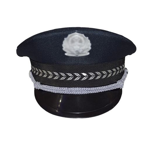 科田新款儿童小警察帽男女小孩交子成人保安大盖帽黑猫警长帽演出