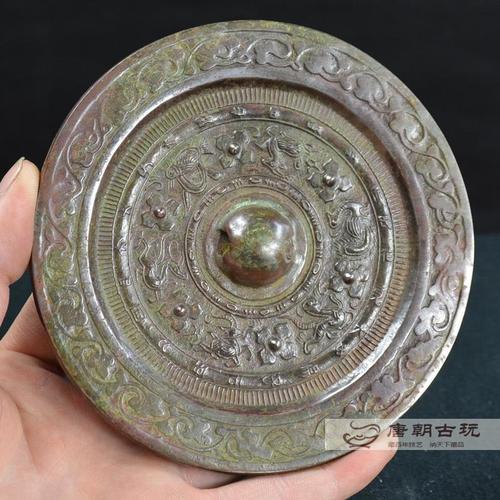 古董古玩铜器古代青铜镜传世包浆好品宋代古铜镜12cm大铜镜