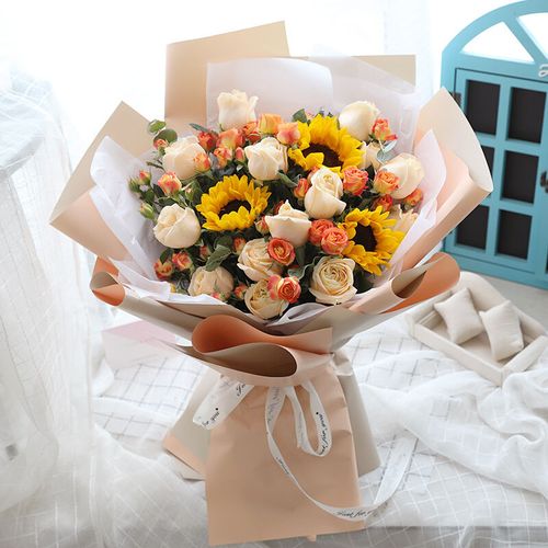 毕业季父亲节感恩向日葵生日玫瑰混搭创意花束鲜花速递同城北京广