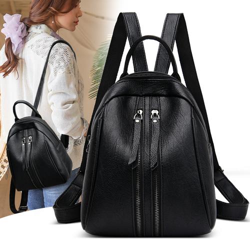 新款40岁50妈妈双肩包包女中年人女士软皮质中老年旅行背包大容量