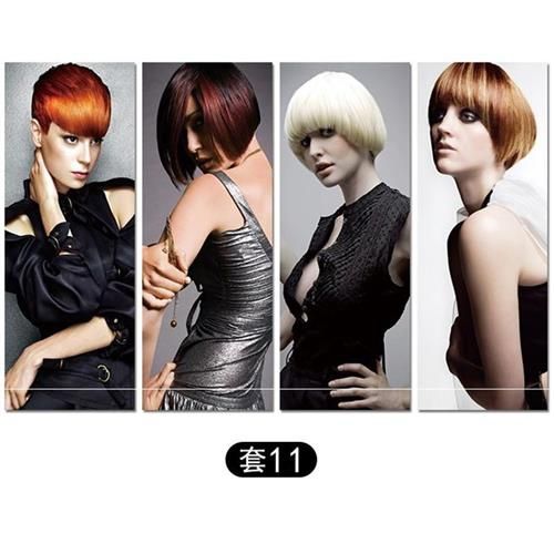 新品发廊挂画2020时尚理发店美发个性发型图片工作室形象背z景墙