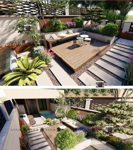 别墅花园su模型图库别墅庭院小花园景观园林设计su